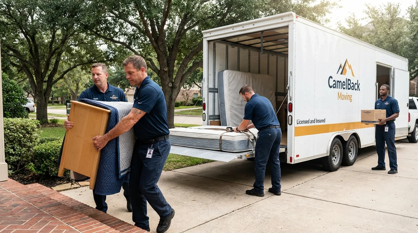 Crew loading residential truck for cross-state move from Grand Rapids, MN
