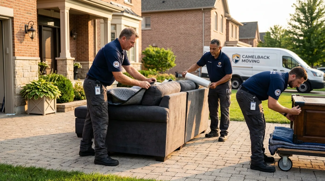 Large estate moving crew wrapping furniture in Grand Rapids, MN